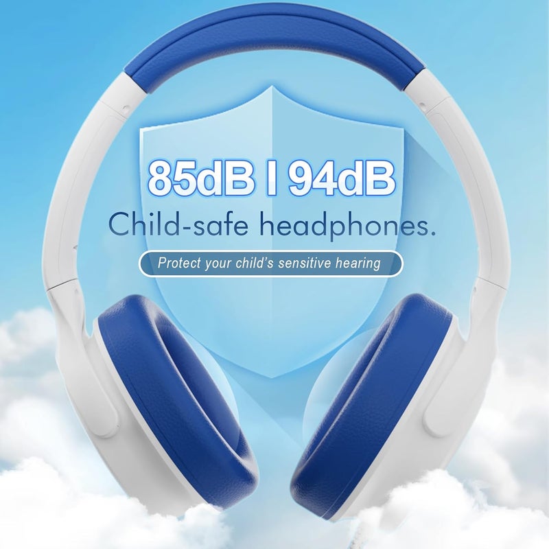 ADOOPE Kids Headphones with Cord-3.5mm Jack 85/94dB Safe Volume Control Built-in Microphone On-Ear Headphones for Kids/Teens/School/Travel/3.5mm Devices(White) - Image 2